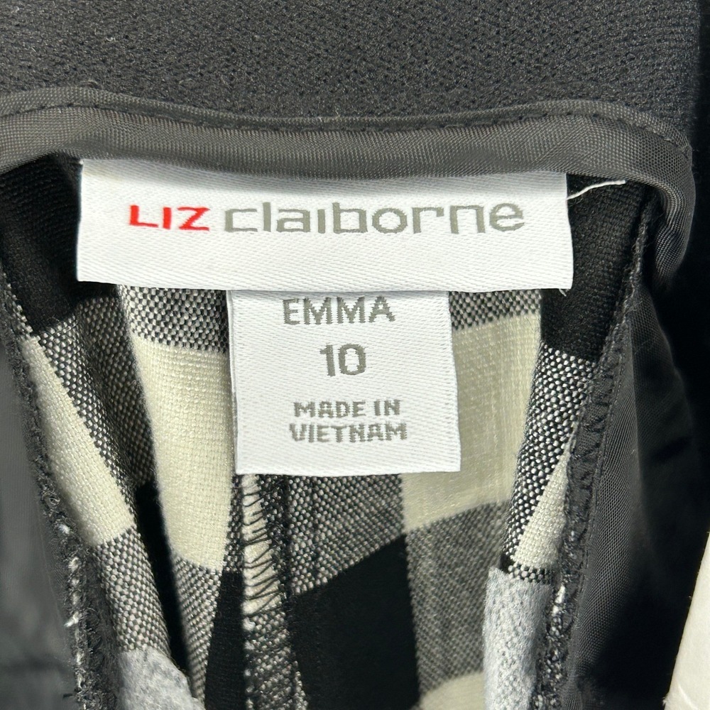 Liz Claiborne Emma Slim Leg Ankle Trouser Pants 10 Neutral Gingham NWT Office - Picture 4 of 9